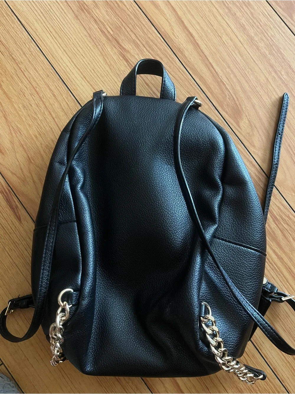 Victoria’s Secret Black Mini Backpack Purse with Gold Chain Detail